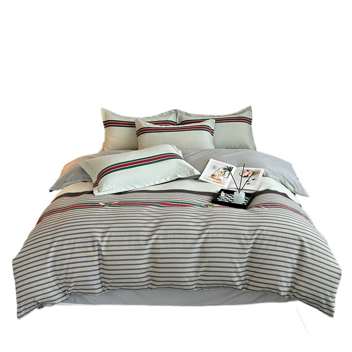 91家纺网 家纺一手货源 找家纺 慕木家纺 2025新款A类高端无印风卡通高克重170克阳光暖绒四件套系列 极致生活-灰