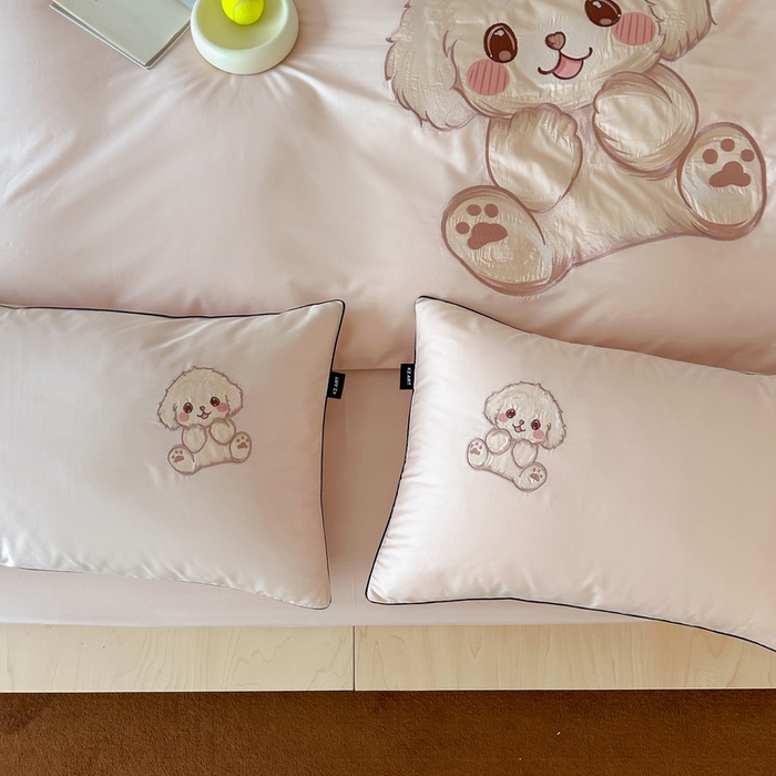 91家纺网 家纺一手货源 找家纺 （总）卡姿家纺 2025秋冬60支长绒棉贴布绣四件套-萌趣多