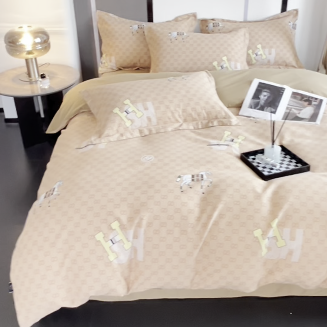91家纺网 家纺一手货源 找家纺 慕木家纺 2025新款A类高端无印风卡通高克重170克阳光暖绒单被套单品被套单件被套系列 爱马仕-咖