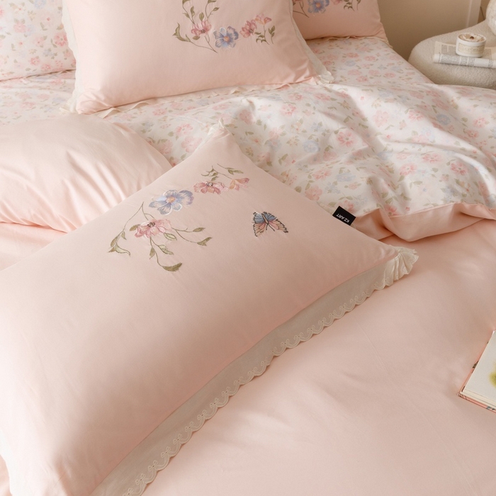 91家纺网 家纺一手货源 找家纺 （总）卡姿家纺 2025秋冬小清新绣花+印花四件套-茉莉