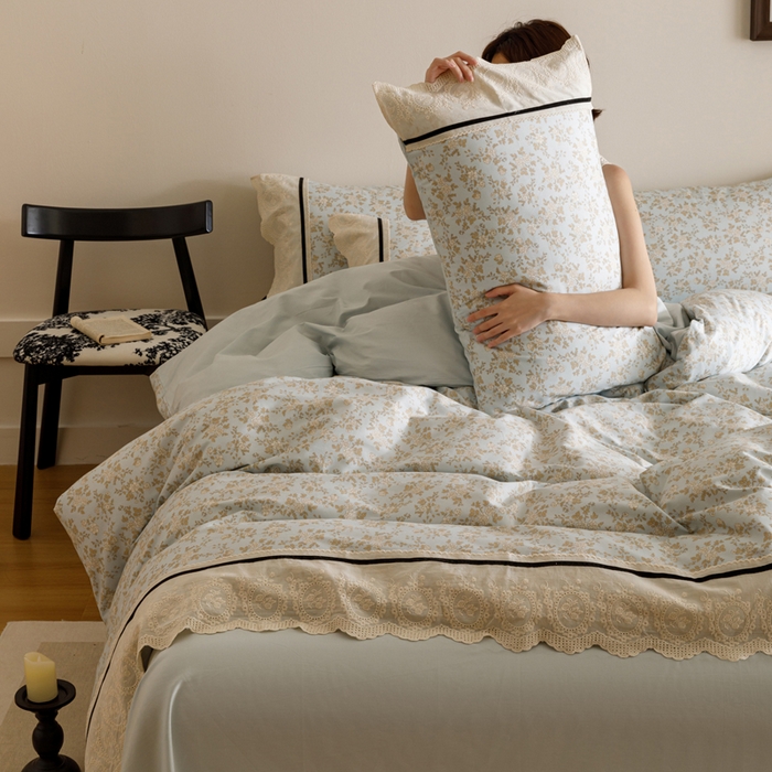 91家纺网 家纺一手货源 找家纺 （总）卡姿家纺 2025新款小法式镂空棉布花边款四件套