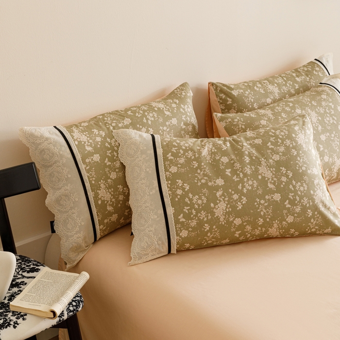 91家纺网 家纺一手货源 找家纺 卡姿家纺 2025新款小法式镂空棉布花边款四件套 蝶影悠然