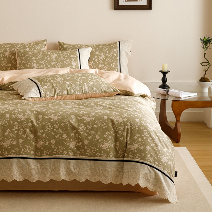 91家纺网 家纺一手货源 找家纺 卡姿家纺 2025新款小法式镂空棉布花边款四件套 蝶影悠然