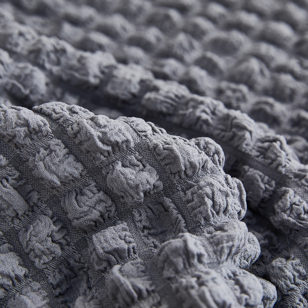 91家纺网 家纺一手货源 找家纺 布兰鸟【沙发套】 2025新款泡泡沙发套组合L型【英文裙摆款】 单色中灰