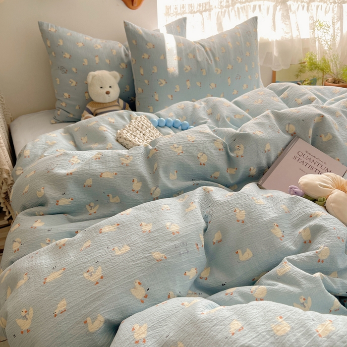 91家纺网 家纺一手货源 找家纺 （总）沐芷 2025 双层纱四件套直播 开学季宿舍三件套  单被套/四件套--提供买家秀