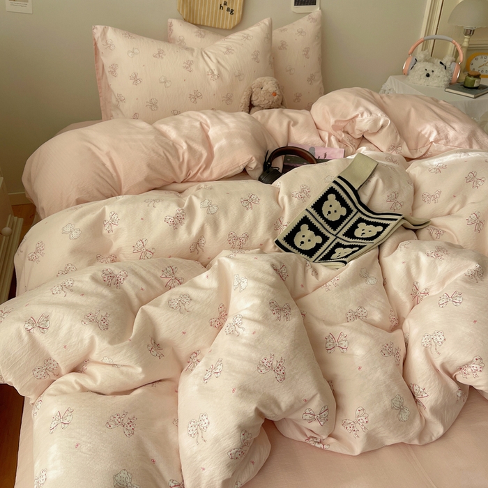 91家纺网 家纺一手货源 找家纺 沐芷 2025 木棉双层纱A类四件套直播 开学季宿舍三件套  单被套/四件套--提供买家秀 彼岸-心愿