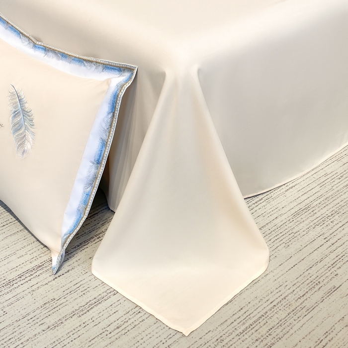 91家纺网 家纺一手货源 找家纺 （总）花愿（原花纪） 2025新款加密水洗棉刺绣四件套-蓝羽