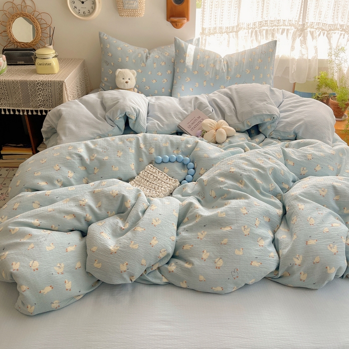 91家纺网 家纺一手货源 找家纺 （总）沐芷 2025 双层纱四件套直播 开学季宿舍三件套  单被套/四件套--提供买家秀