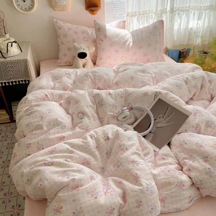 91家纺网 家纺一手货源 找家纺 沐芷 2025 木棉双层纱A类四件套直播 开学季宿舍三件套  单被套/四件套--提供买家秀 彼岸-萌主后花园