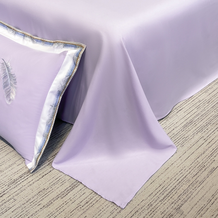 91家纺网 家纺一手货源 找家纺 花愿（原花纪） 2026新款加密水洗棉刺绣四件套-蓝羽 蔷薇紫