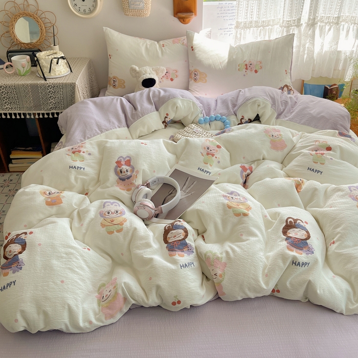 91家纺网 家纺一手货源 找家纺 沐芷 2025 木棉双层纱A类四件套直播 开学季宿舍三件套  单被套/四件套--提供买家秀 彼岸-拉布大王