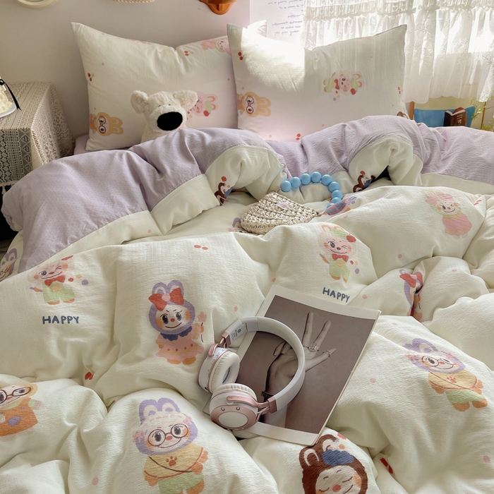 91家纺网 家纺一手货源 找家纺 沐芷 2025 木棉双层纱A类四件套直播 开学季宿舍三件套  单被套/四件套--提供买家秀 彼岸-拉布大王