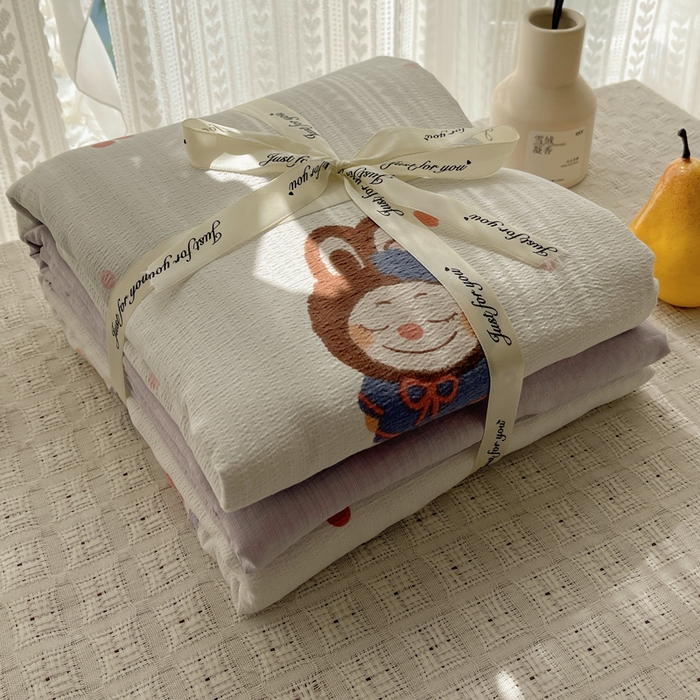 91家纺网 家纺一手货源 找家纺 沐芷 2025 木棉双层纱A类四件套直播 开学季宿舍三件套  单被套/四件套--提供买家秀 彼岸-拉布大王