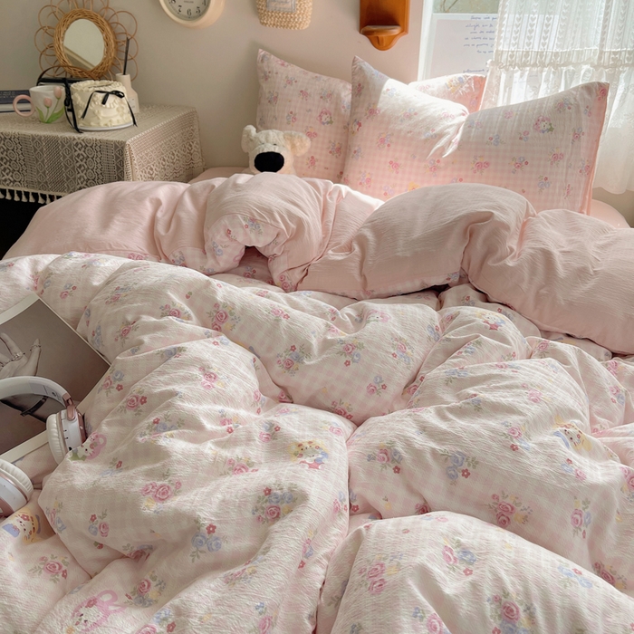 91家纺网 家纺一手货源 找家纺 沐芷 2025 木棉双层纱A类四件套直播 开学季宿舍三件套  单被套/四件套--提供买家秀 彼岸-萌主后花园