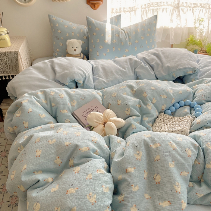 91家纺网 家纺一手货源 找家纺 （总）沐芷 2025 双层纱四件套直播 开学季宿舍三件套  单被套/四件套--提供买家秀