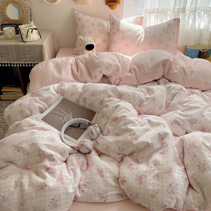 91家纺网 家纺一手货源 找家纺 沐芷 2025 木棉双层纱A类四件套直播 开学季宿舍三件套  单被套/四件套--提供买家秀 彼岸-萌主后花园