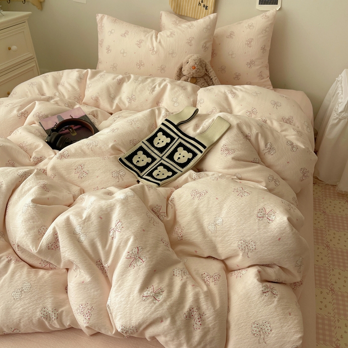 91家纺网 家纺一手货源 找家纺 沐芷 2025 木棉双层纱A类四件套直播 开学季宿舍三件套  单被套/四件套--提供买家秀 彼岸-心愿