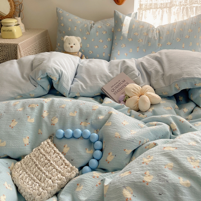 91家纺网 家纺一手货源 找家纺 （总）沐芷 2025 双层纱四件套直播 开学季宿舍三件套  单被套/四件套--提供买家秀