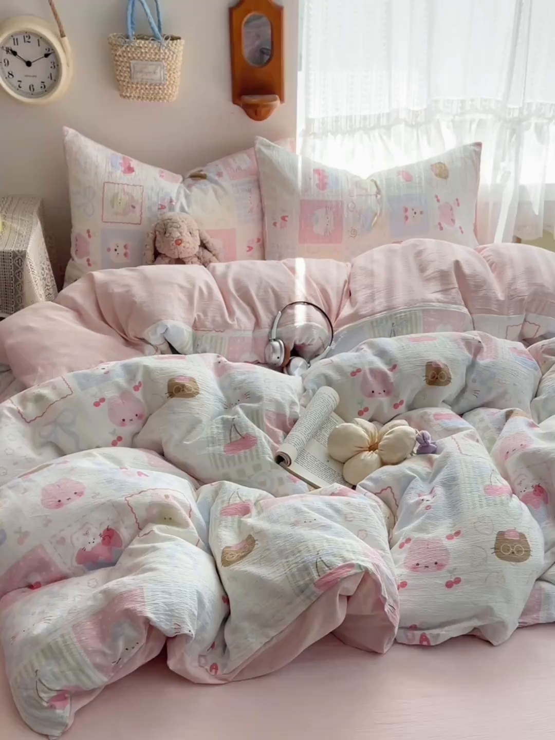 91家纺网 家纺一手货源 找家纺 沐芷 2025 木棉双层纱A类四件套直播 开学季宿舍三件套  单被套/四件套--提供买家秀 彼岸-奶油块块