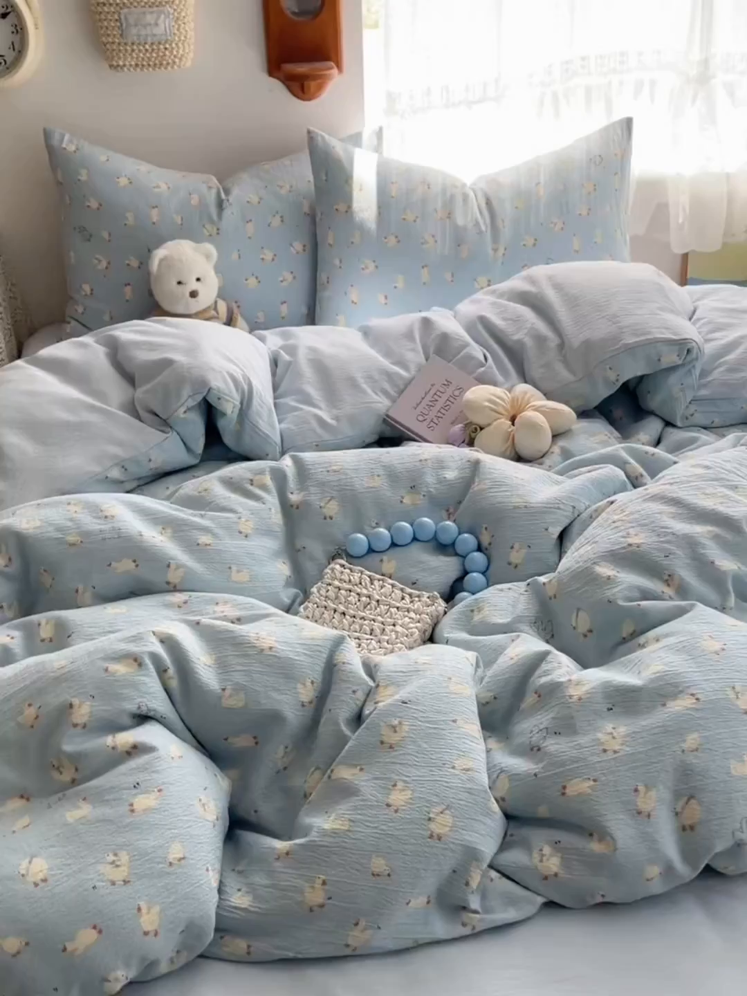 91家纺网 家纺一手货源 找家纺 沐芷 2025 木棉双层纱A类四件套直播 开学季宿舍三件套  单被套/四件套--提供买家秀 彼岸-项天歌