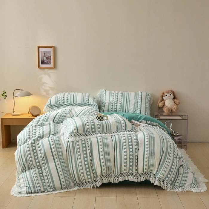 （总）缘生活  2025新款长年供货四季通用高端大气阳离子球球+流苏四件套