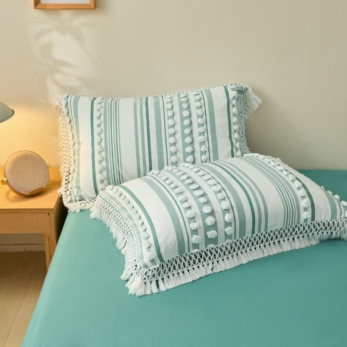 91家纺网 家纺一手货源 找家纺 （总）缘生活  2025新款长年供货四季通用高端大气阳离子球球+流苏四件套