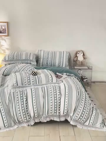 91家纺网 家纺一手货源 找家纺 （总）缘生活  2025新款长年供货四季通用高端大气阳离子球球+流苏四件套