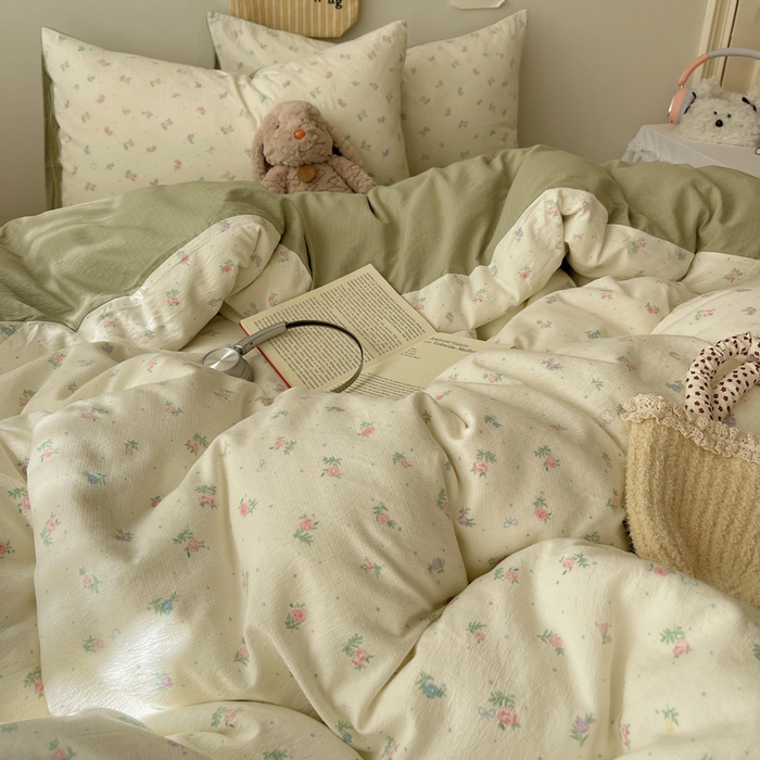 91家纺网 家纺一手货源 找家纺 沐芷 2025 木棉双层纱A类四件套直播 开学季宿舍三件套  单被套/四件套--提供买家秀 彼岸-初恋