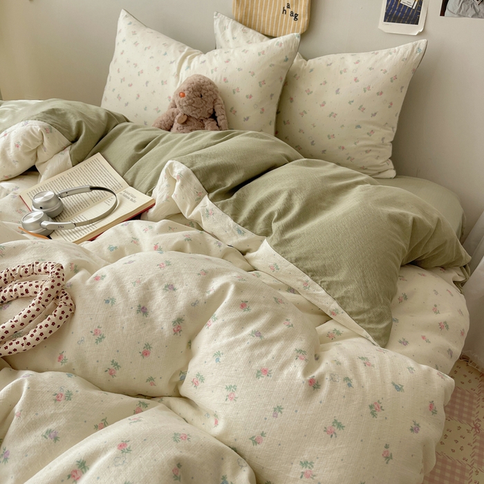 91家纺网 家纺一手货源 找家纺 沐芷 2025 木棉双层纱A类四件套直播 开学季宿舍三件套  单被套/四件套--提供买家秀 彼岸-初恋