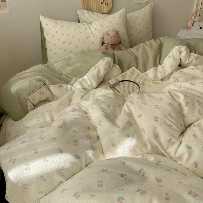 91家纺网 家纺一手货源 找家纺 沐芷 2025 木棉双层纱A类四件套直播 开学季宿舍三件套  单被套/四件套--提供买家秀 彼岸-初恋