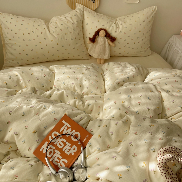 91家纺网 家纺一手货源 找家纺 沐芷 2025 木棉双层纱A类四件套直播 开学季宿舍三件套  单被套/四件套--提供买家秀 彼岸-樱桃布丁