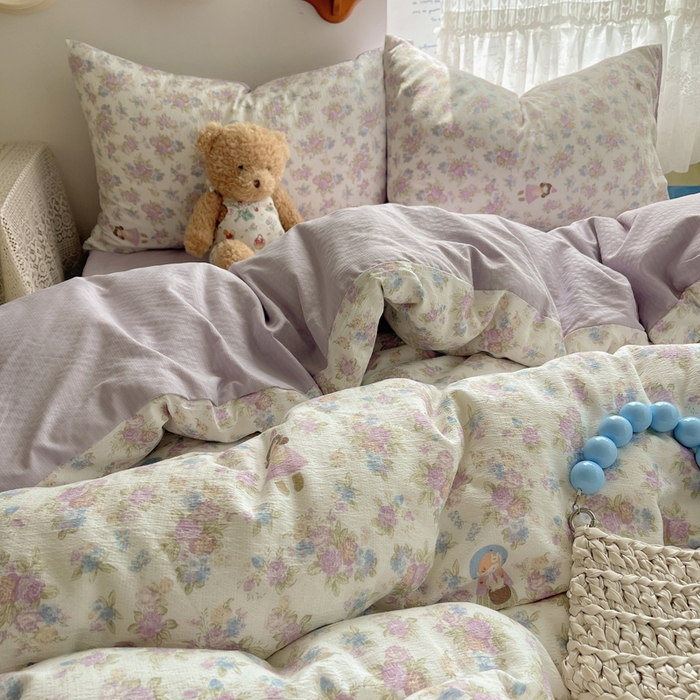 91家纺网 家纺一手货源 找家纺 沐芷 2025 木棉双层纱A类四件套直播 开学季宿舍三件套  单被套/四件套--提供买家秀 彼岸-梦镜之间