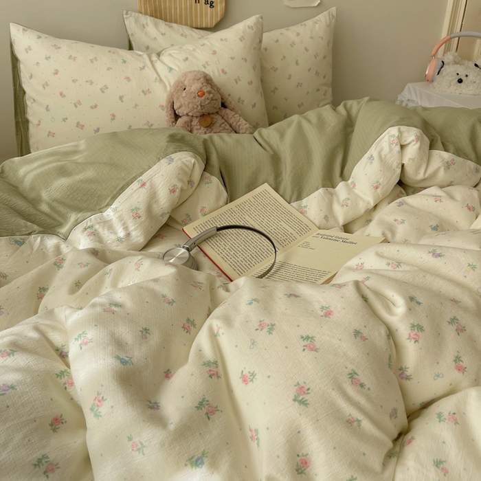 91家纺网 家纺一手货源 找家纺 沐芷 2025 木棉双层纱A类四件套直播 开学季宿舍三件套  单被套/四件套--提供买家秀 彼岸-初恋