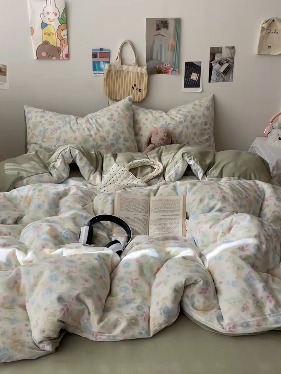 91家纺网 家纺一手货源 找家纺 沐芷 2025 木棉双层纱A类四件套直播 开学季宿舍三件套  单被套/四件套--提供买家秀 彼岸-栀子花信