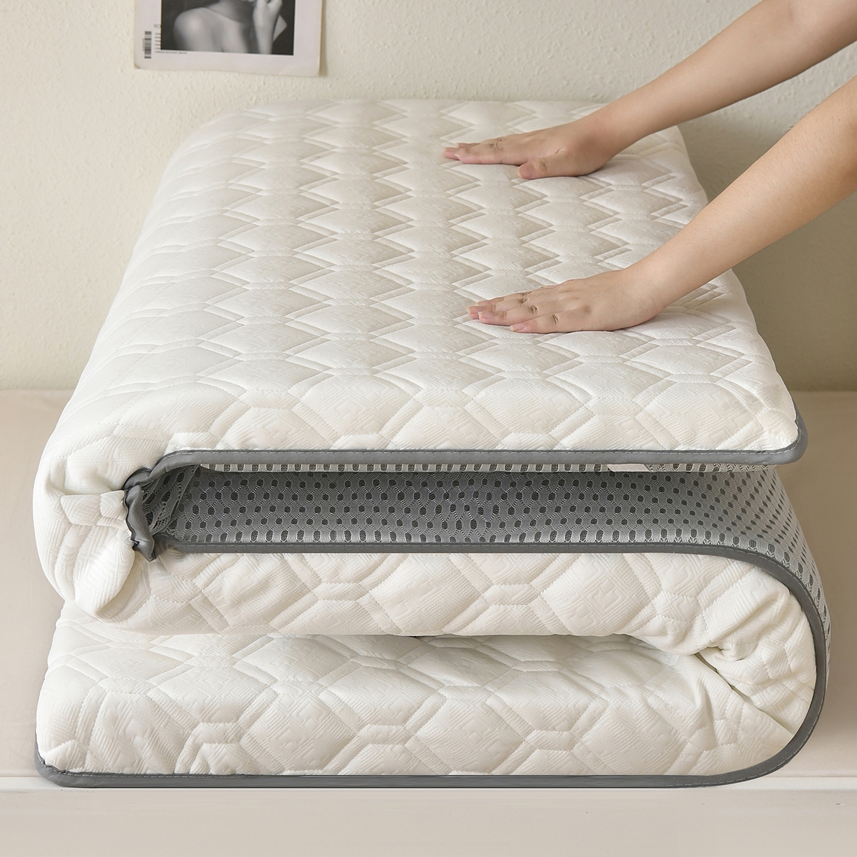 91家纺网 家纺一手货源 找家纺 （总）乳胶床垫遮盖物软垫单人学生宿舍家用榻榻米海绵垫褥租房地铺抗菌