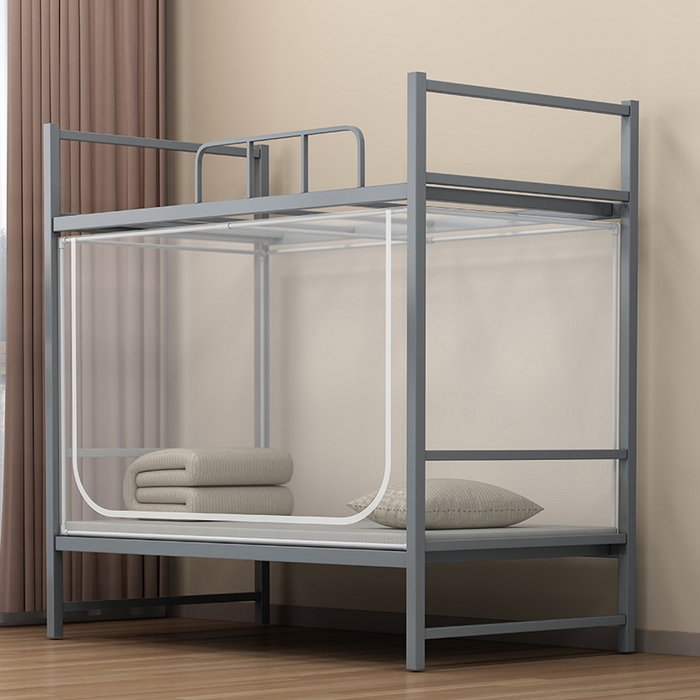 91家纺网 家纺一手货源 找家纺 无瑕家居 2025新款学生蚊帐一体式三开门学生全底蚊帐坐床式蚊帐学生蚊帐上下铺蚊帐 网纱白【蚊帐+支架】【回形底】