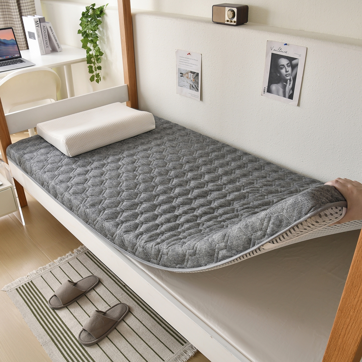 91家纺网 家纺一手货源 找家纺 圣之寐  2025新款学生床垫 灰色