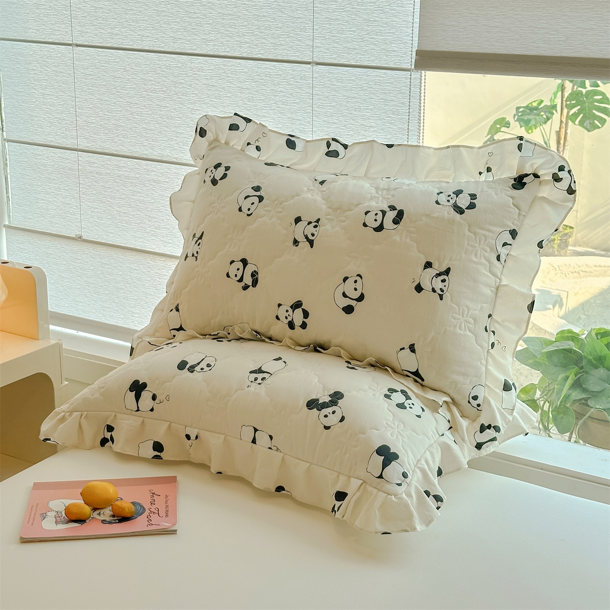 91家纺网 家纺一手货源 找家纺 忘忧草 2025新款亲肤水洗棉花边单枕套 枕套单件 熊宝