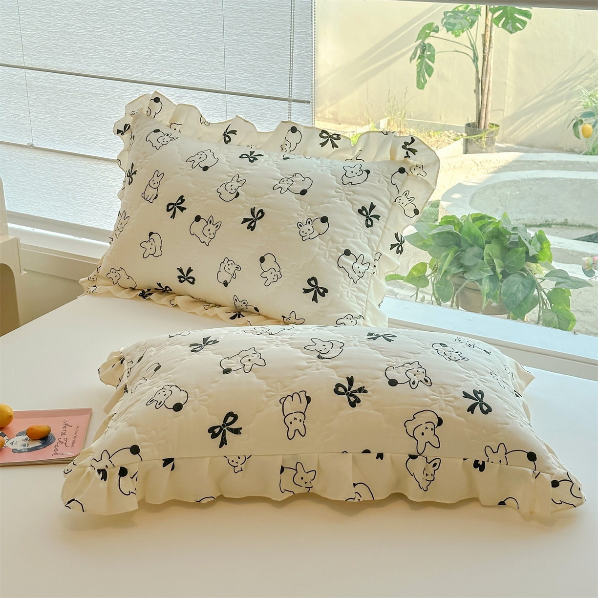 91家纺网 家纺一手货源 找家纺 （总）忘忧草 2025新款亲肤水洗棉花边单枕套 枕套单件