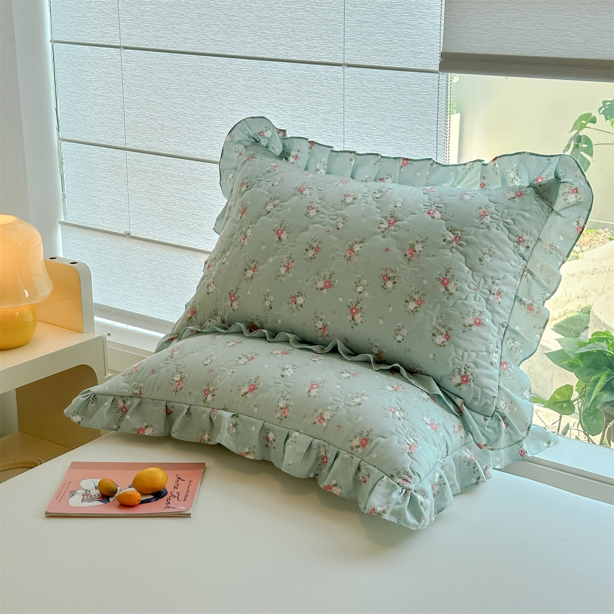 91家纺网 家纺一手货源 找家纺 忘忧草 2025新款亲肤水洗棉花边单枕套 枕套单件 陌上花开