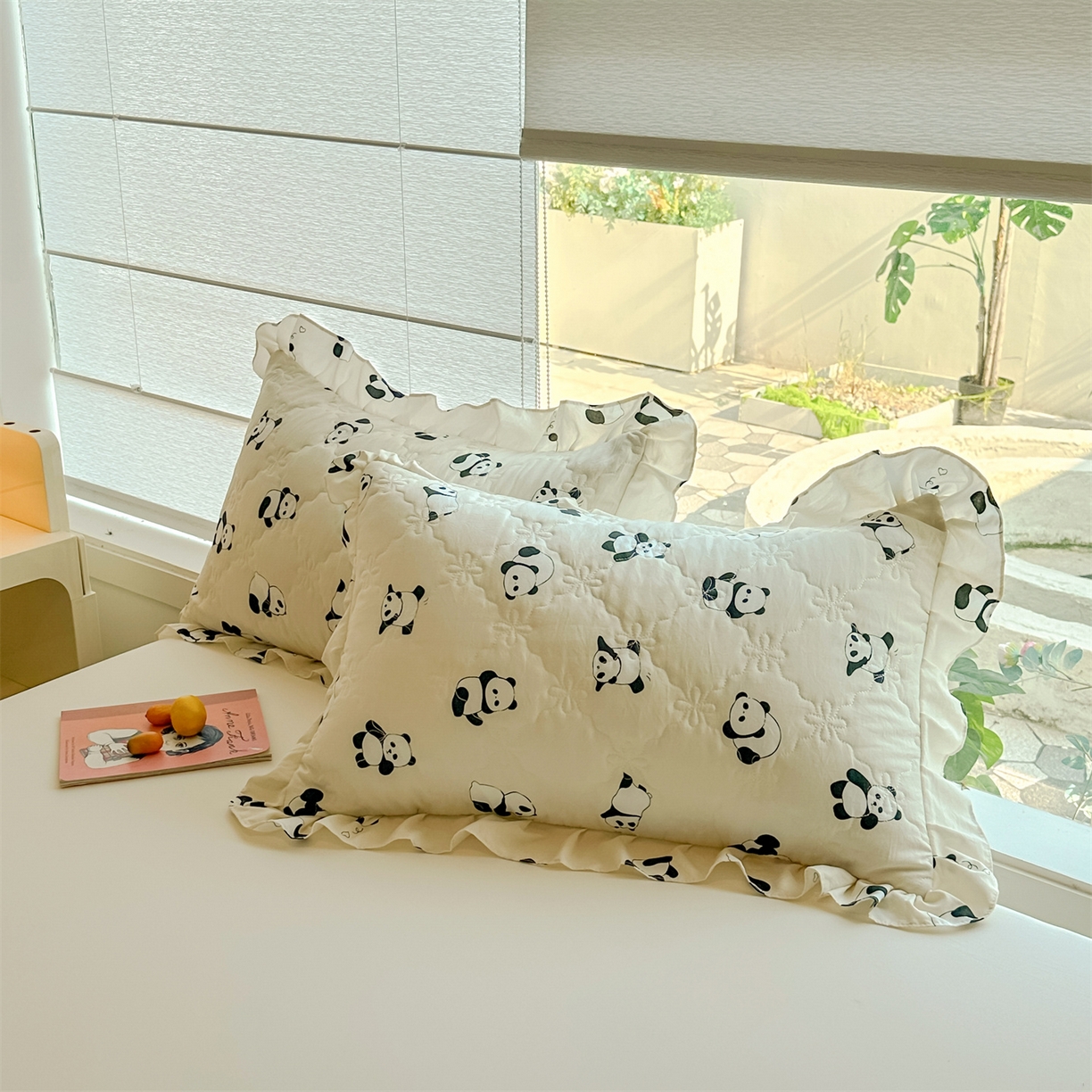 91家纺网 家纺一手货源 找家纺 忘忧草 2025新款亲肤水洗棉花边单枕套 枕套单件 熊宝