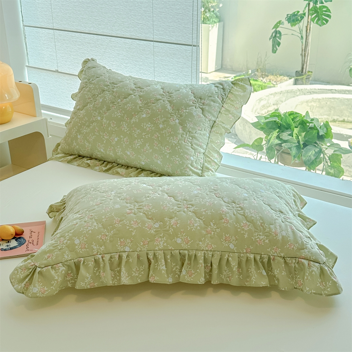 忘忧草 2025新款亲肤水洗棉花边单枕套 枕套单件 绿野仙踪