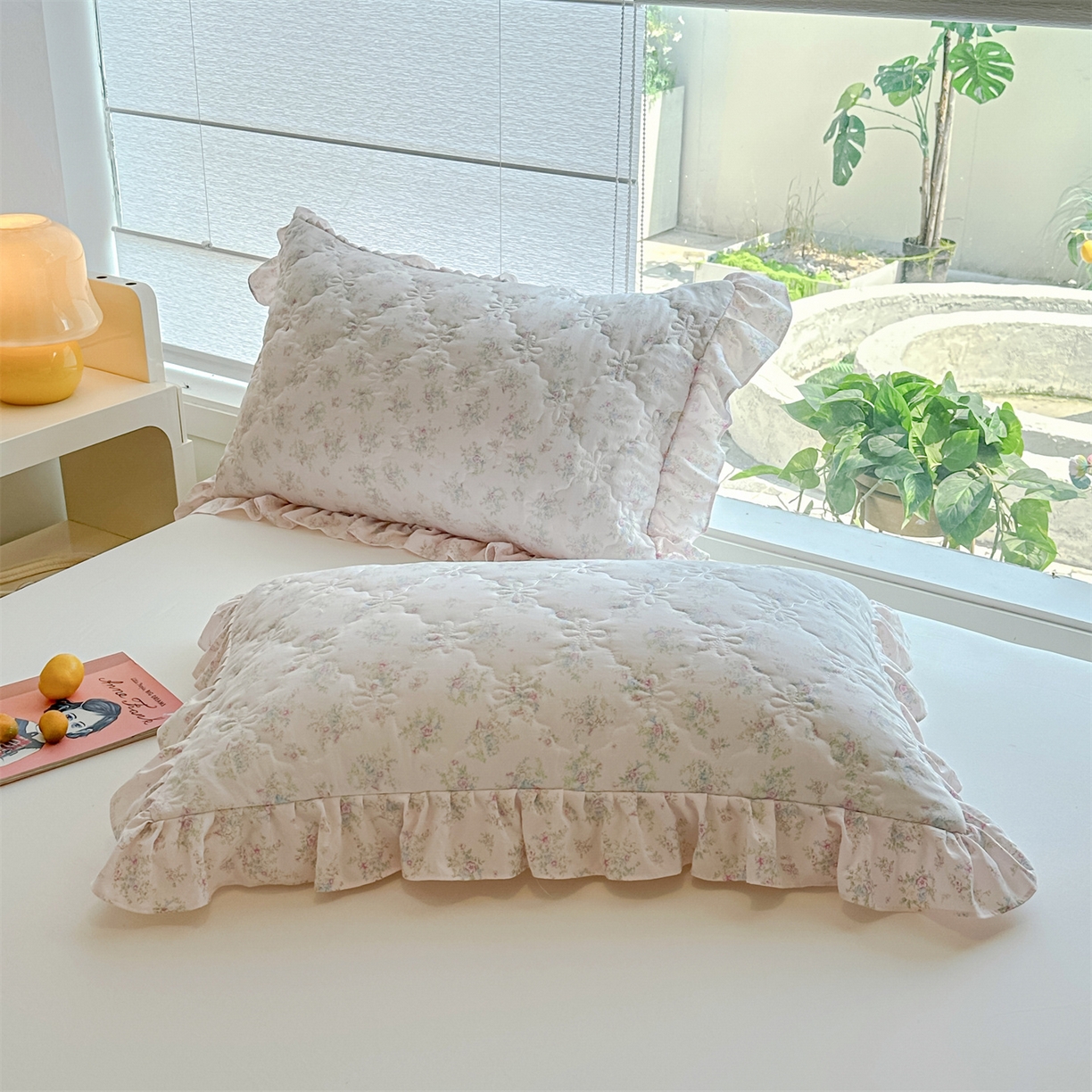 忘忧草 2025新款亲肤水洗棉花边单枕套 枕套单件 畅想花海