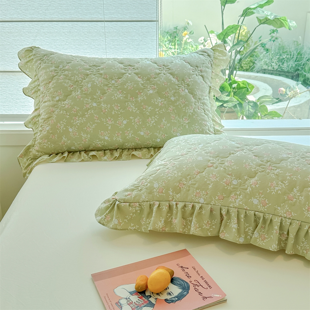 91家纺网 家纺一手货源 找家纺 忘忧草 2025新款亲肤水洗棉花边单枕套 枕套单件 绿野仙踪