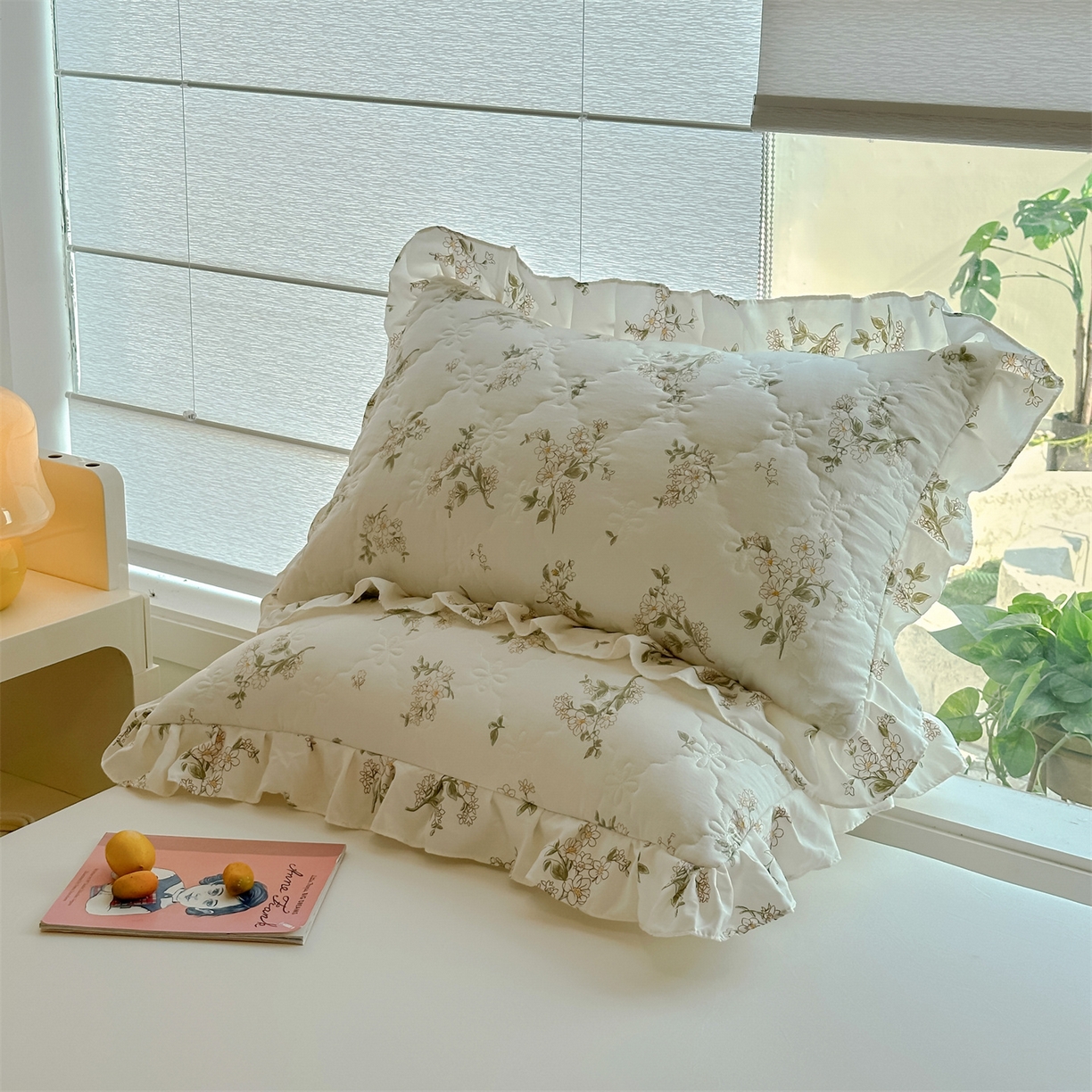 91家纺网 家纺一手货源 找家纺 忘忧草 2025新款亲肤水洗棉花边单枕套 枕套单件 茶艺师