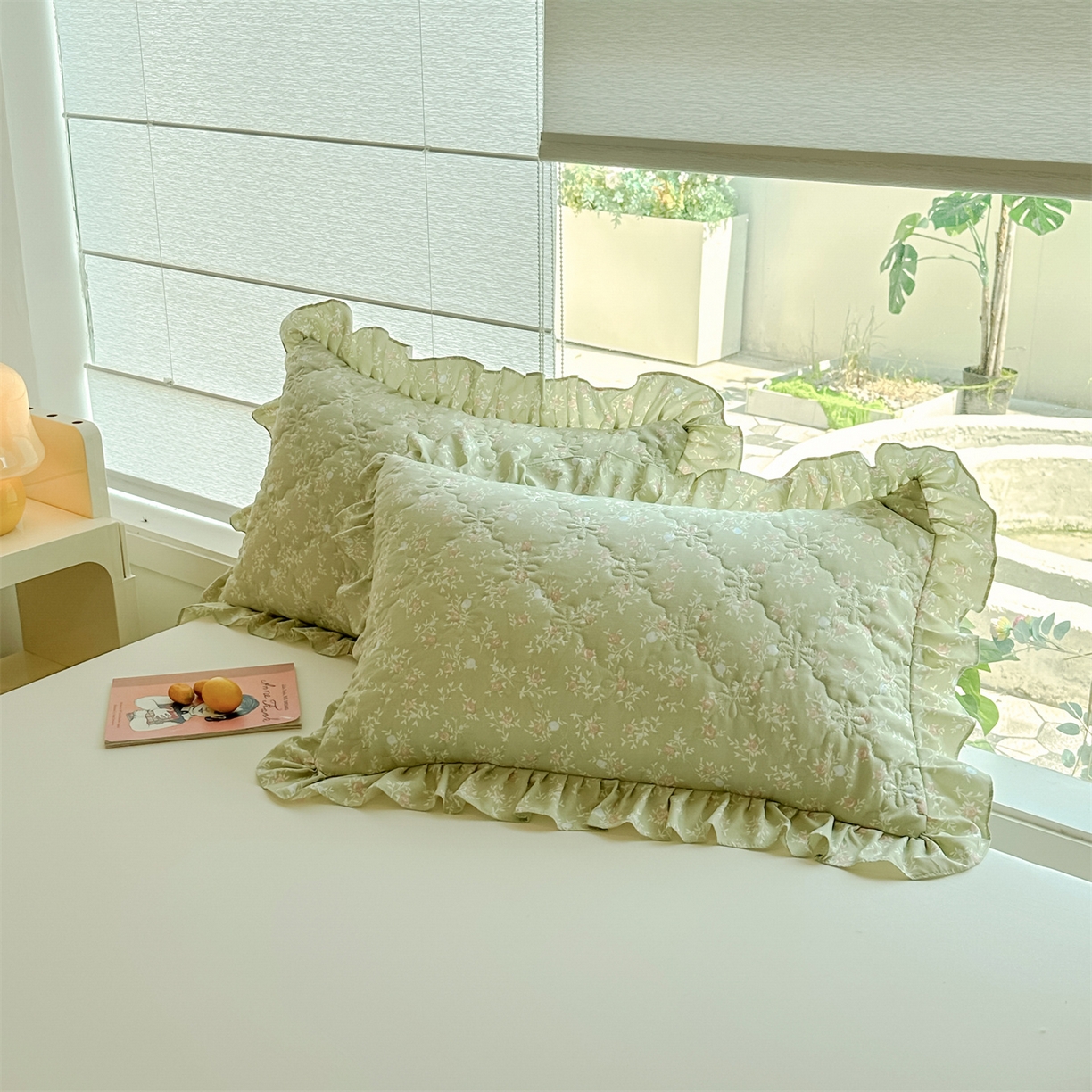 91家纺网 家纺一手货源 找家纺 忘忧草 2025新款亲肤水洗棉花边单枕套 枕套单件 绿野仙踪