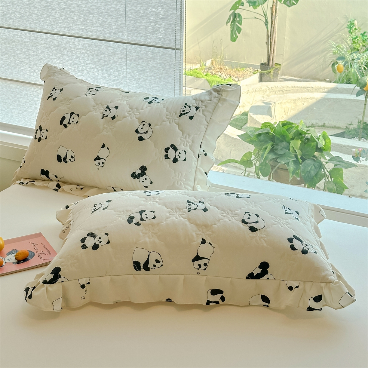 忘忧草 2025新款亲肤水洗棉花边单枕套 枕套单件 熊宝