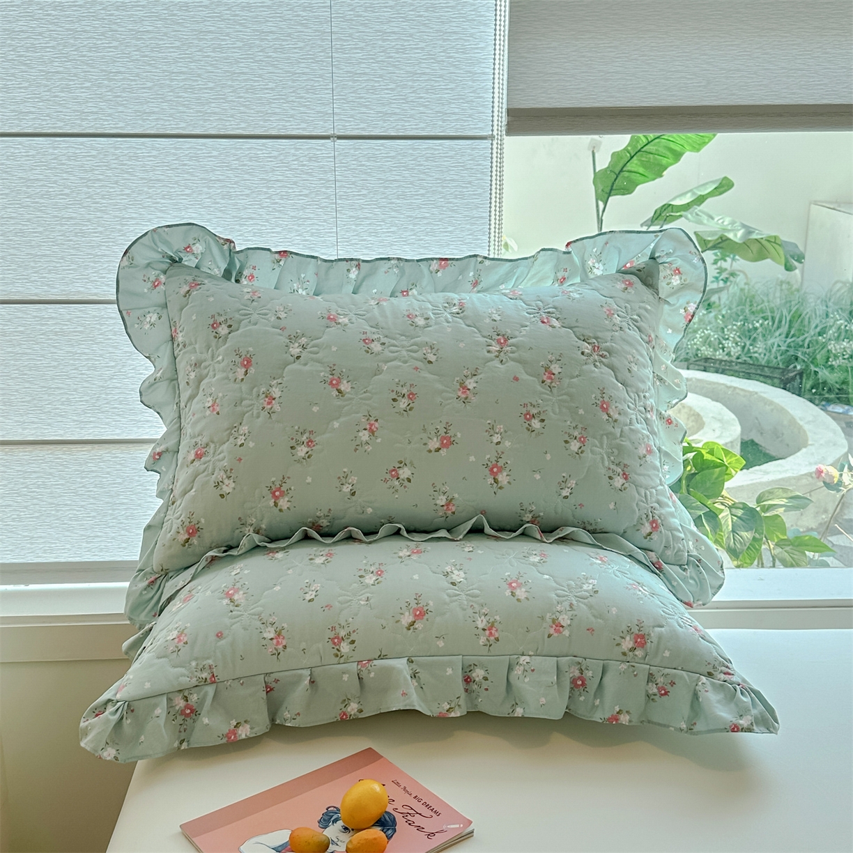 91家纺网 家纺一手货源 找家纺 忘忧草 2025新款亲肤水洗棉花边单枕套 枕套单件 陌上花开