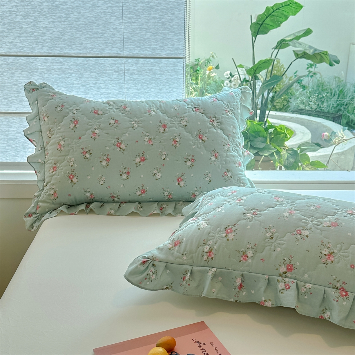 91家纺网 家纺一手货源 找家纺 忘忧草 2025新款亲肤水洗棉花边单枕套 枕套单件 陌上花开