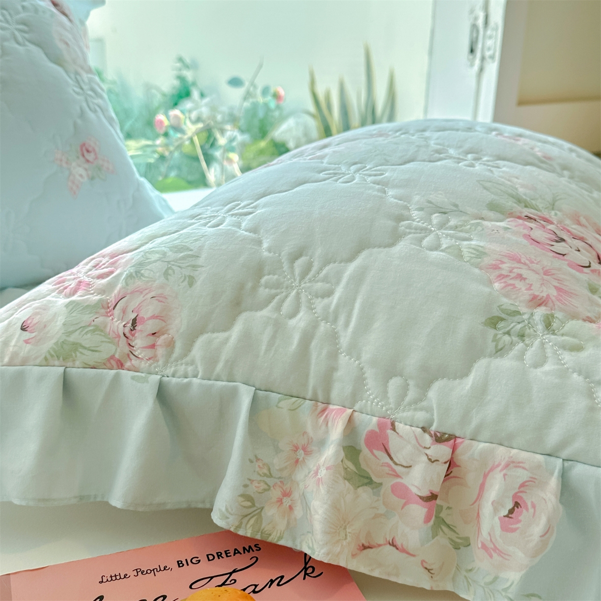 91家纺网 家纺一手货源 找家纺 忘忧草 2025新款亲肤水洗棉花边单枕套 枕套单件 安娜花园